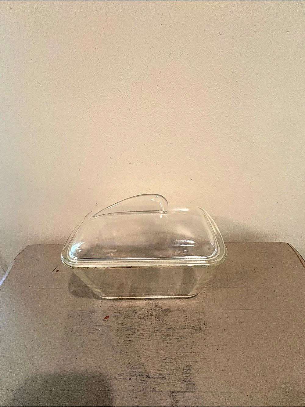 VTG Glasbake MCM Covered Glass Loaf Refrigerator Dish